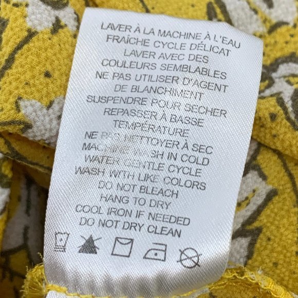 Jasmine & Juliana Yellow Floral‎ Blouse Small 3/4th Sleeves Ruffled Neckline - Picture 7 of 15